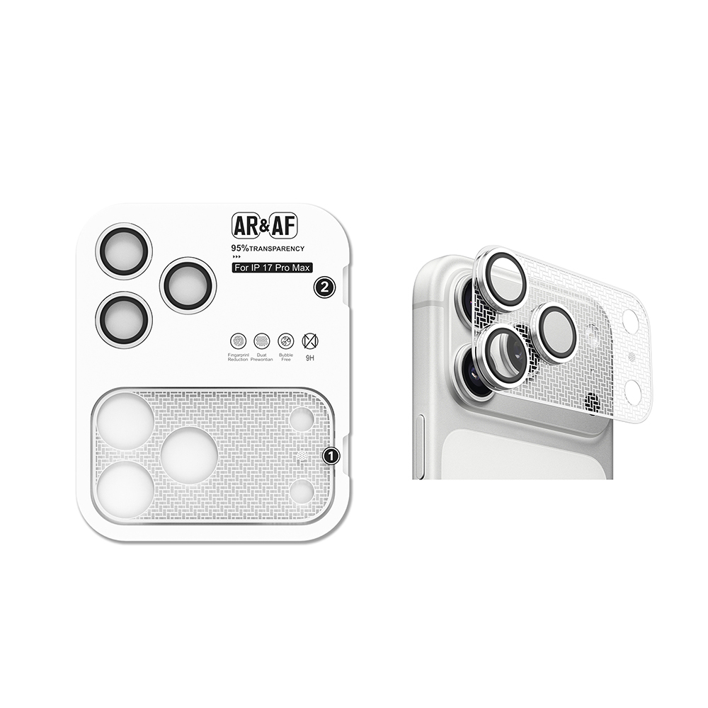 Apple iPhone 17 Pro Max Uyumlu Zore CL-22 Parmak İzi Bırakmayan Anti-Reflective 2in1 Kamera Lens Koruyucu