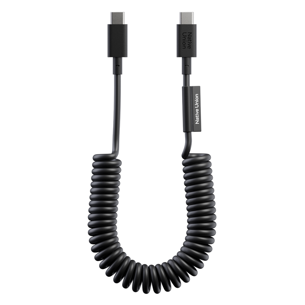 [RNZ-TA132091] Native Union POP Serisi Type-C to Type-C Spiralli Şarj Kablosu 60W 1.2M (Siyah)