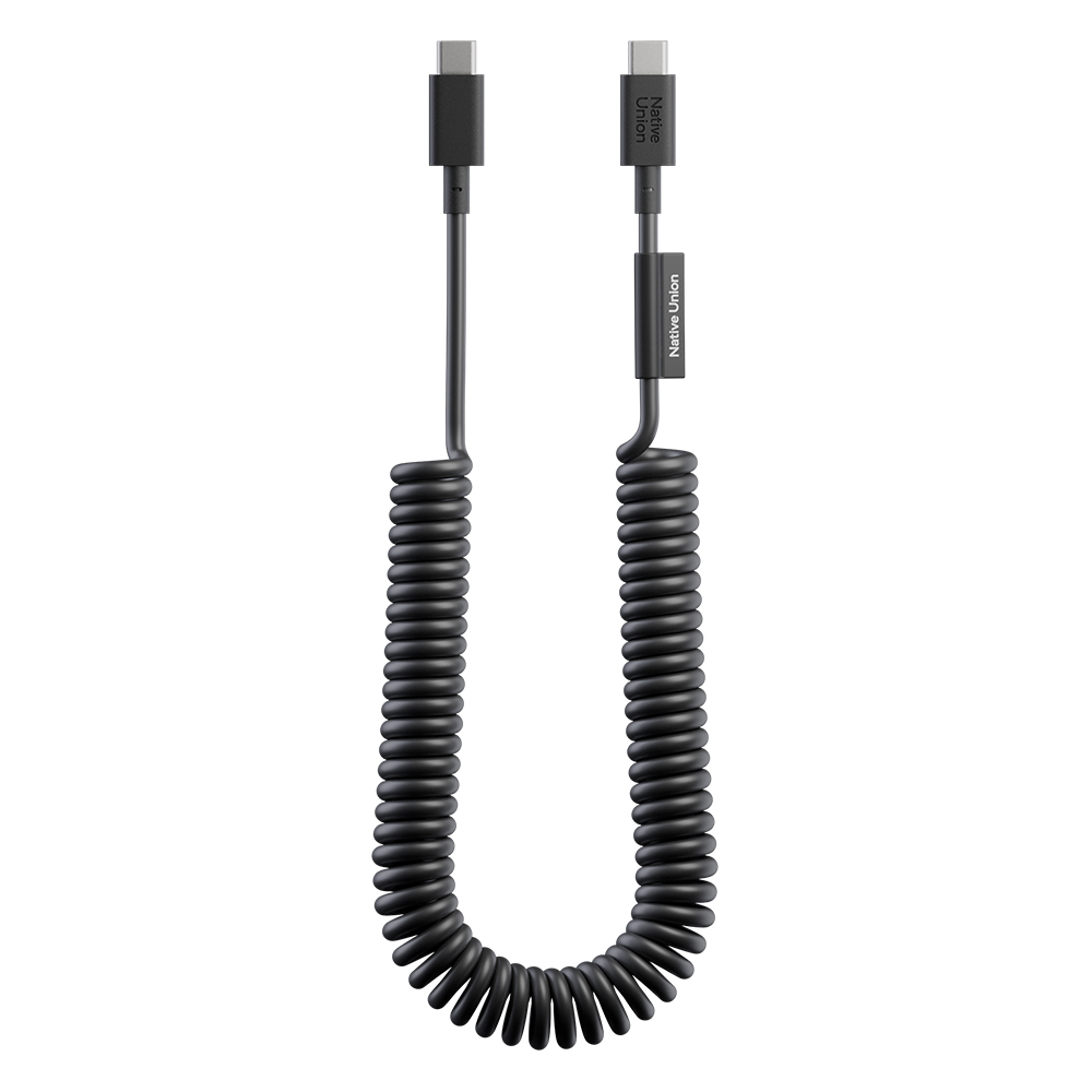 [RNZ-TA132097] Native Union POP Serisi Type-C to Type-C Spiralli Şarj Kablosu 60W 2.4M (Siyah)