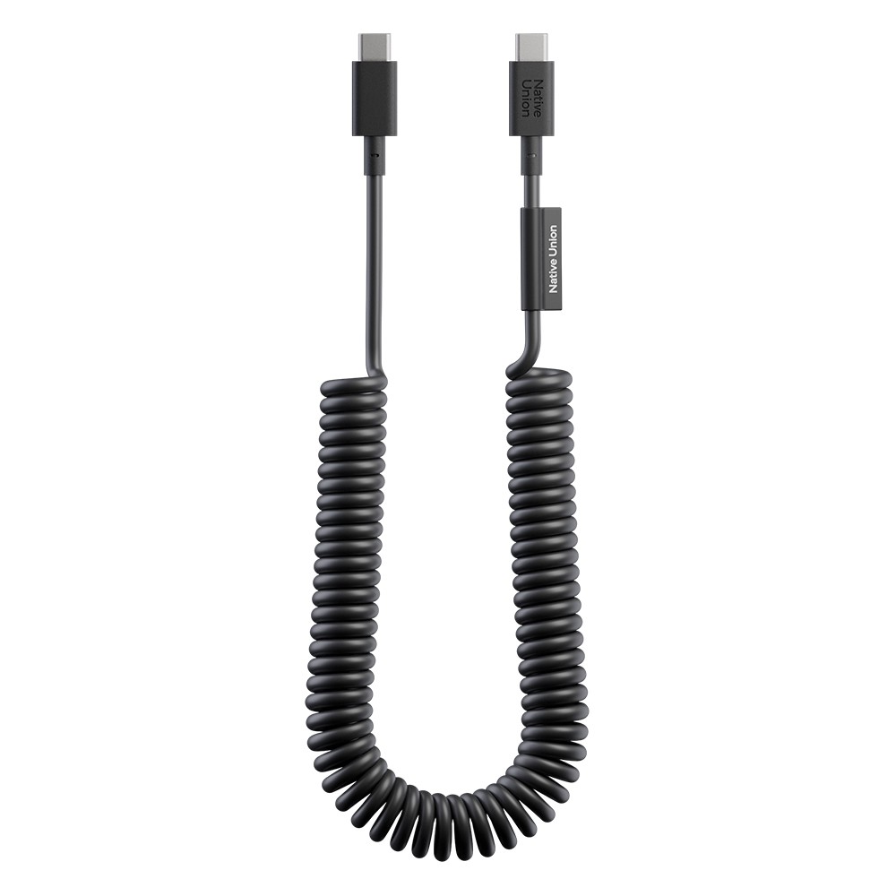 [RNZ-TA132097] Native Union POP Serisi Type-C to Type-C Spiralli Şarj Kablosu 60W 2.4M (Siyah)