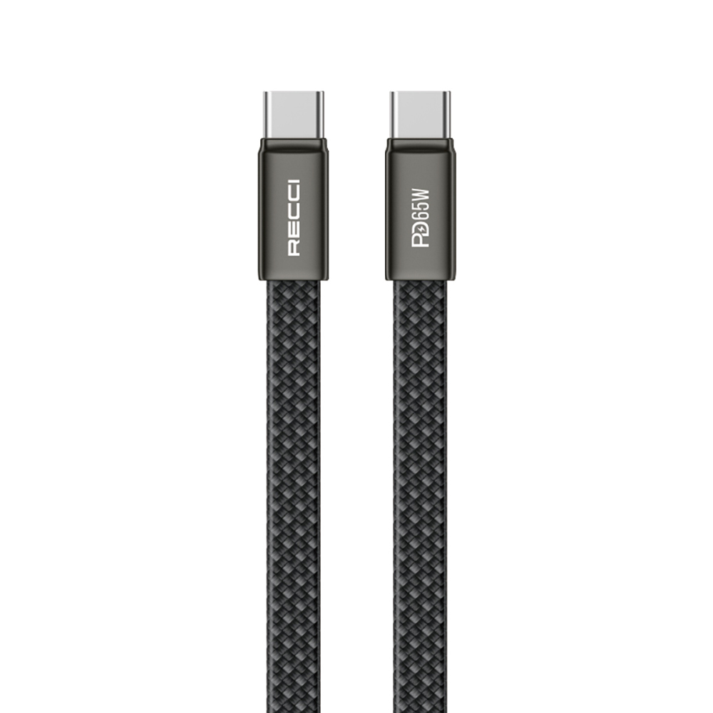 [RNZ-TA132449] Recci RS55CC Type-C to Type-C PD Hızlı Şarj Özellikli Data ve Şarj Kablosu 65W 1M (Siyah)