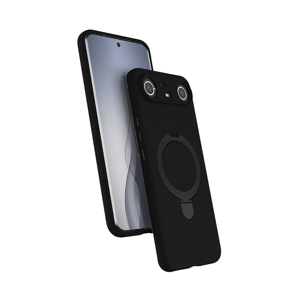 [RNZ-TA132212] Tecno Spark Slim 5G Kılıf M-safe Şarj Özellikli Standlı Zore Samara Kapak (Siyah)