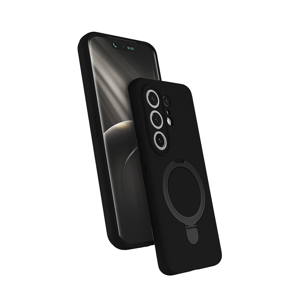 [RNZ-TA132222] Tecno Camon 50 Pro Kılıf M-safe Şarj Özellikli Standlı Zore Samara Kapak (Siyah)