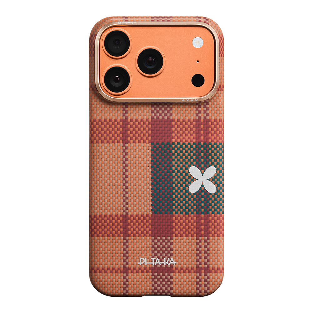 Apple iPhone 17 Pro Uyumlu Kılıf M-safe Şarj Özellikli Aramid Fiber Pitaka Flora in Grid Serisi Kapak