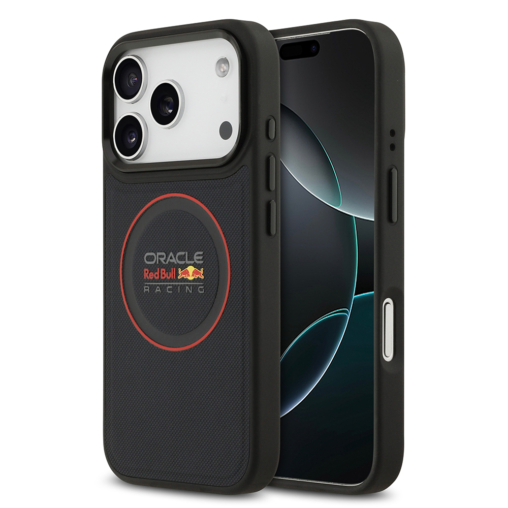 Apple iPhone 17 Pro Uyumlu Kılıf Redbull Orjinal Lisanslı M-safe Şarj Özellikli Kırmızı Halka ve Logo Kabartmalı PU Deri Kapak