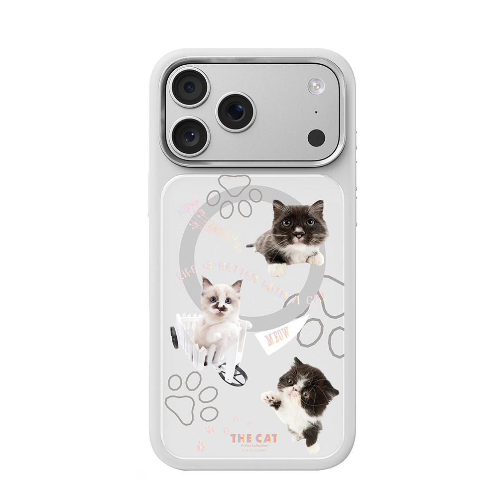Apple iPhone 17 Pro Uyumlu Kılıf M-safe Şarj Özellikli 3D Baskılı Tasarım Mutural The Cat Serisi Kapak