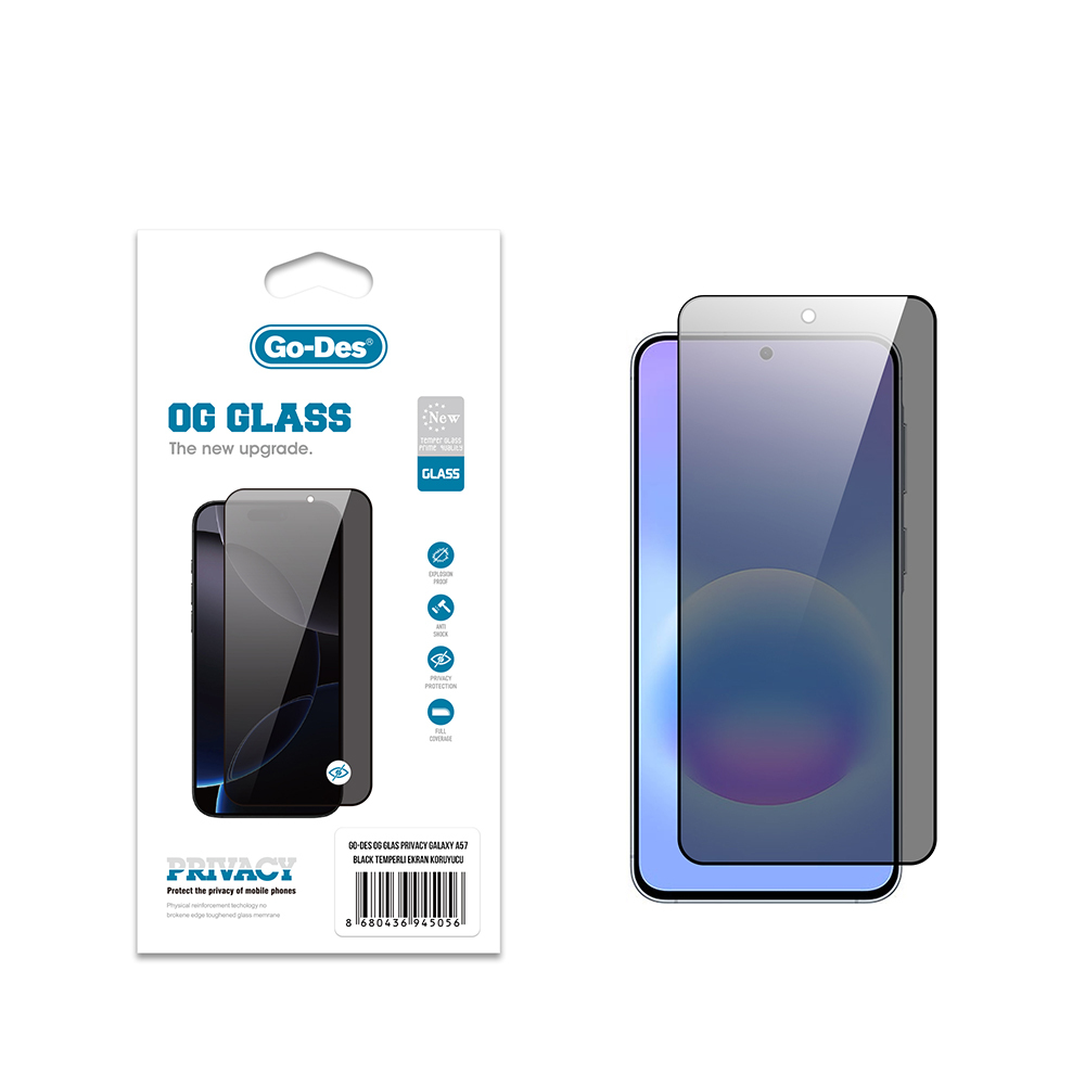 Samsung Galaxy A57 Uyumlu Go Des OG Glass Privacy Antistatik Temperli Cam Ekran Koruyucu