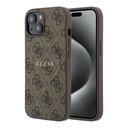 Apple iPhone 15 Uyumlu Kılıf Guess Orjinal Lisanslı M-safe Kabartmalı 4G Desenli Yazı Logolu Kapak