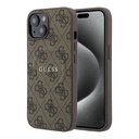 Apple iPhone 15 Uyumlu Kılıf Guess Orjinal Lisanslı M-safe Kabartmalı 4G Desenli Yazı Logolu Kapak