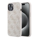 Apple iPhone 15 Uyumlu Kılıf Guess Orjinal Lisanslı M-safe Kabartmalı 4G Desenli Yazı Logolu Kapak