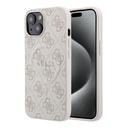 Apple iPhone 15 Uyumlu Kılıf Guess Orjinal Lisanslı M-safe Kabartmalı 4G Desenli Yazı Logolu Kapak