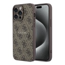 Apple iPhone 15 Pro Max Uyumlu Kılıf Guess Orjinal Lisanslı M-safe Kabartmalı 4G Desenli Yazı Logolu Kapak