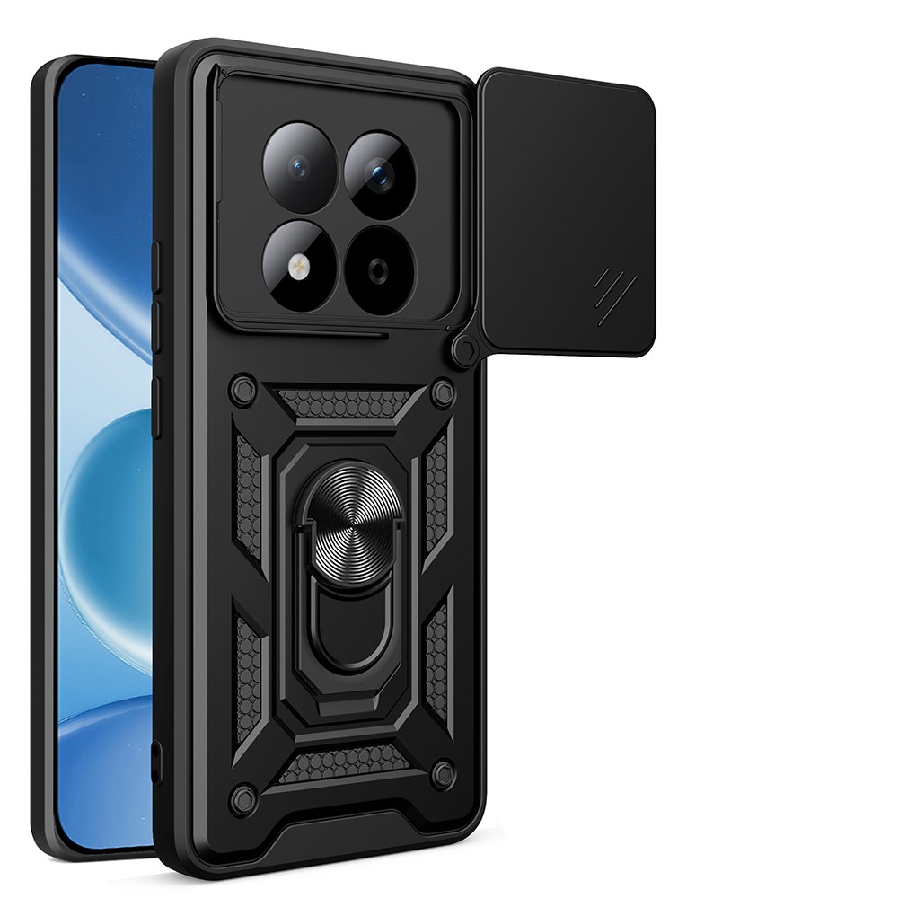 [RNZ-TA132161] Xiaomi Redmi Note 15 Pro 4G Uyumlu Kılıf Magnetik Standlı Kamera Korumalı Zore Sürgülü Vega Kapak (Siyah)