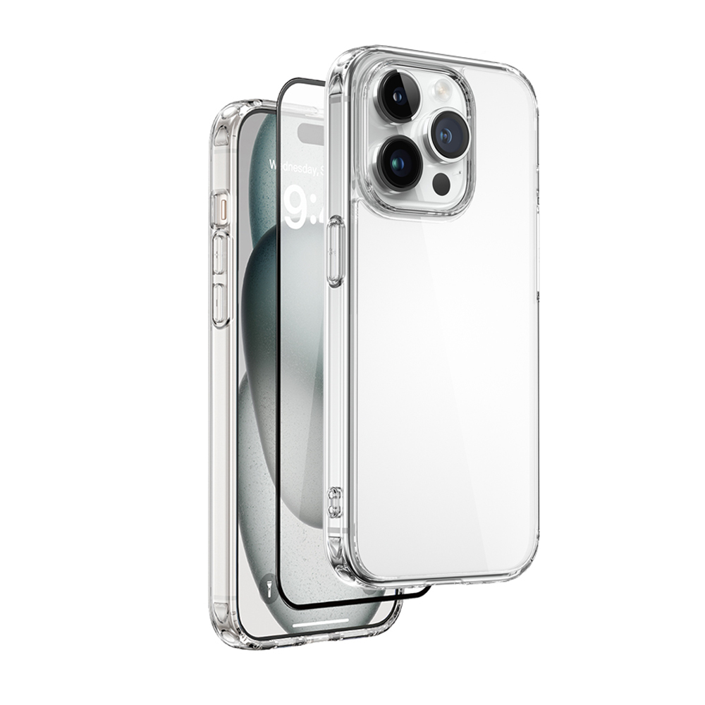 [RNZ-TA132178] Apple iPhone 15 Pro Uyumlu Wiwu Wi-IP001 Kılıf Ekran Koruyucu Kamera Lensi 3in1 Koruma Seti