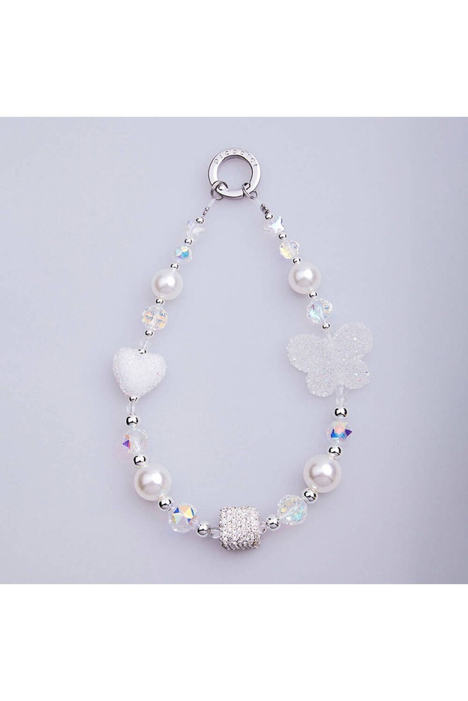 Picocici Siyah Taş Tasarımlı Üç Boyutlu Kelebek Telefon Bilek Askı İpi