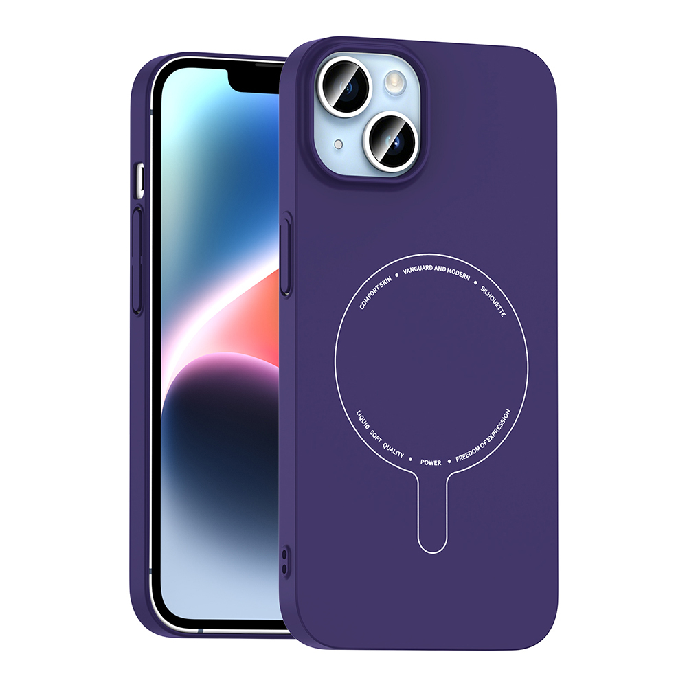 Apple iPhone 14 Uyumlu Kılıf M-Safe Şarj Özellikli Kamera Korumalı Zore Elio Sert PC Kapak