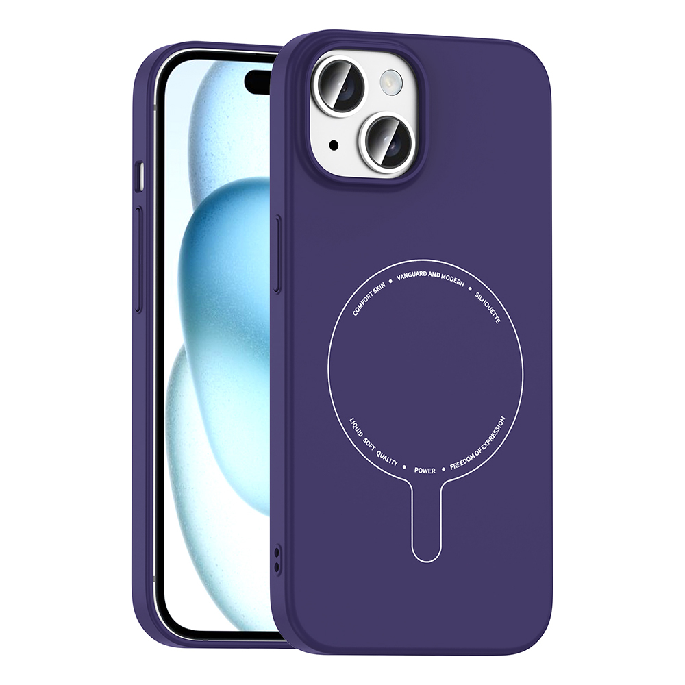 Apple iPhone 15 Uyumlu Kılıf M-Safe Şarj Özellikli Kamera Korumalı Zore Elio Sert PC Kapak