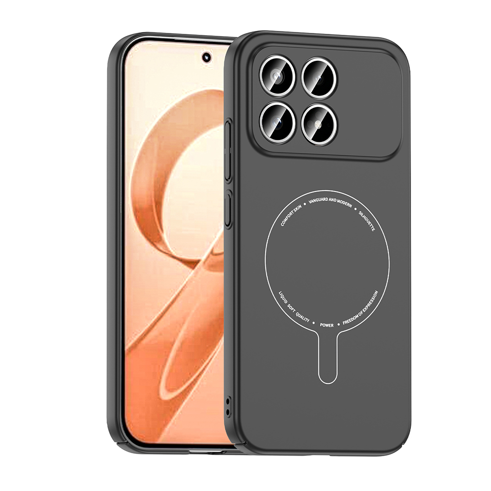 [RNZ-TA134787] Xiaomi Poco F8 Pro Uyumlu Kılıf M-Safe Şarj Özellikli Kamera Korumalı Zore Elio Sert PC Kapak (Siyah)