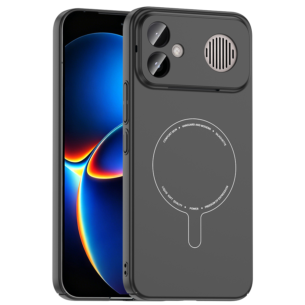 [RNZ-TA134789] Xiaomi Poco F8 Ultra Uyumlu Kılıf M-Safe Şarj Özellikli Kamera Korumalı Zore Elio Sert PC Kapak (Siyah)