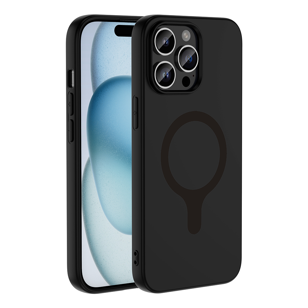 [RNZ-TA134960] Apple iPhone 14 Pro Max Uyumlu Kılıf M-Safe Şarj Özellikli Zore Aris Silikon Kapak (Siyah)