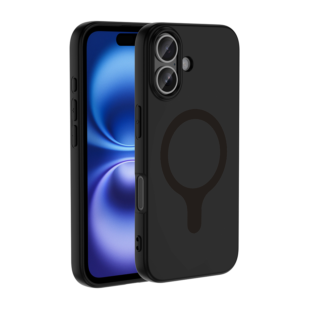 [RNZ-TA134984] Apple iPhone 16 Uyumlu Kılıf M-Safe Şarj Özellikli Zore Aris Silikon Kapak (Siyah)