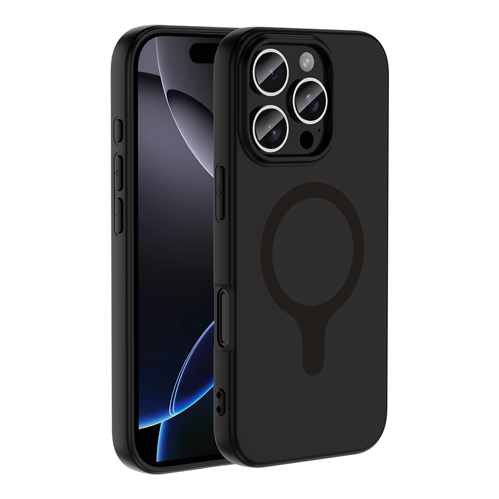[RNZ-TA134996] Apple iPhone 16 Pro Uyumlu Kılıf M-Safe Şarj Özellikli Zore Aris Silikon Kapak (Siyah)