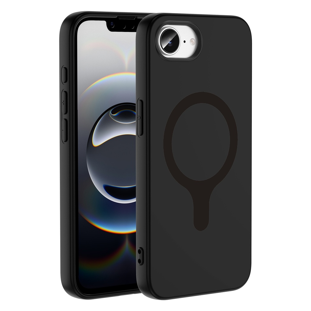 [RNZ-TA135020] Apple iPhone 16E Uyumlu Kılıf M-Safe Şarj Özellikli Zore Aris Silikon Kapak (Siyah)