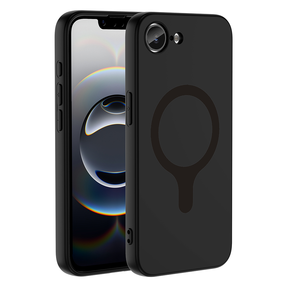 [RNZ-TA135020] Apple iPhone 16E Uyumlu Kılıf M-Safe Şarj Özellikli Zore Aris Silikon Kapak (Siyah)