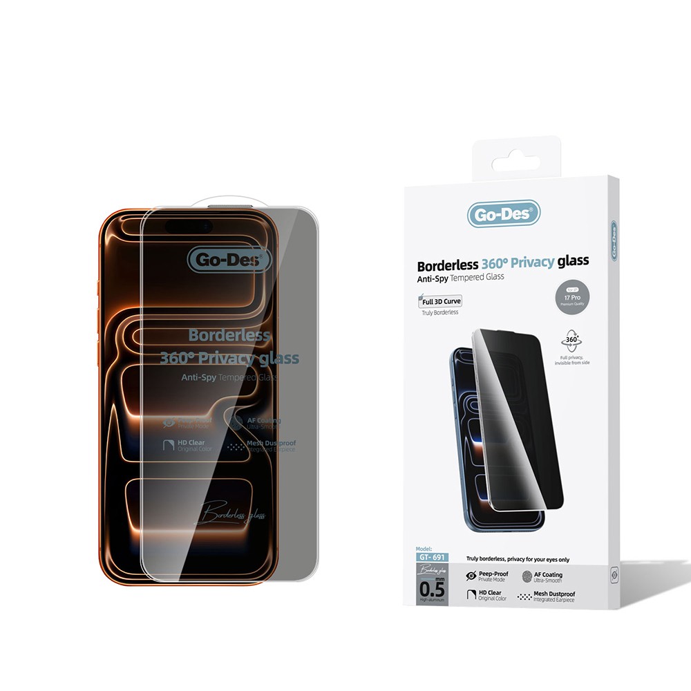Apple iPhone 17 Pro Uyumlu Go Des Borderless Privacy Temperli Cam Ekran Koruyucu