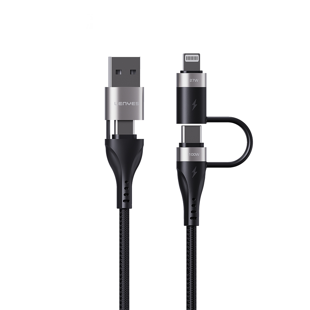 [RNZ-TA132466] Lenyes LC568 4in1 USB-A - Type-C + Type-C to Lightning Data ve Şarj Kablosu 100W 1M