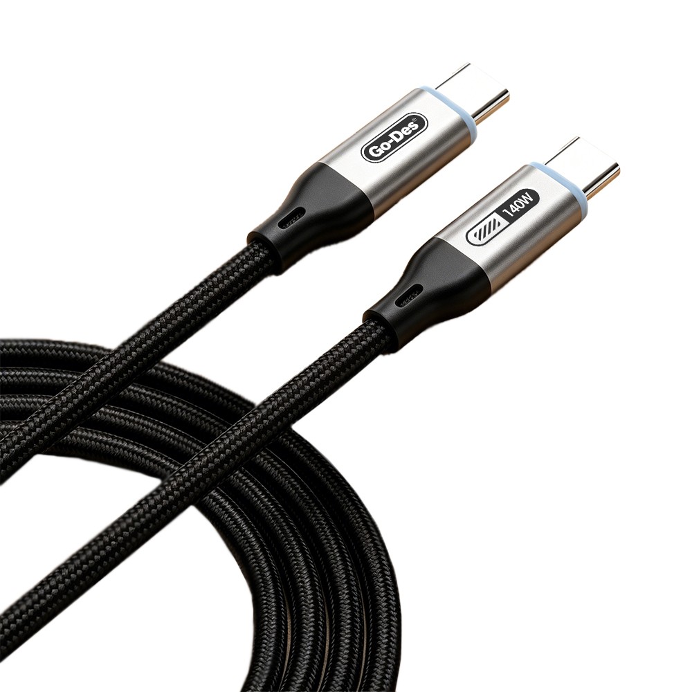 [RNZ-TA132470] Go Des GD-UC685 Type-C to Type-C Örgü Tasarımlı Hızlı Şarj Özellikli Data ve Şarj Kablosu 140W 1.8M