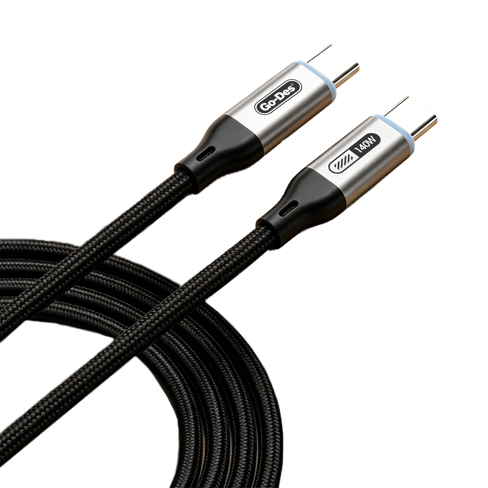 [RNZ-TA132470] Go Des GD-UC685 Type-C to Type-C Örgü Tasarımlı Hızlı Şarj Özellikli Data ve Şarj Kablosu 140W 1.8M