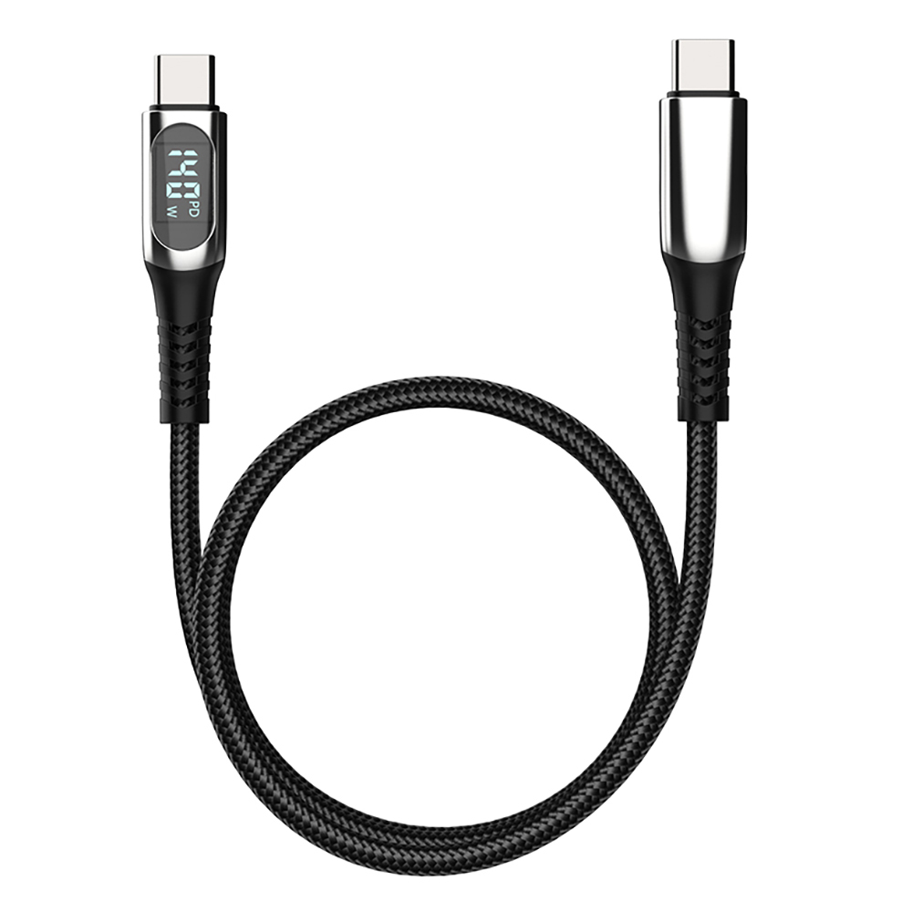 [RNZ-TA132473] Micflip A08 Type-C to Type-C Dijital LED Göstergeli Data ve Şarj Kablosu 140W 1M (Siyah)