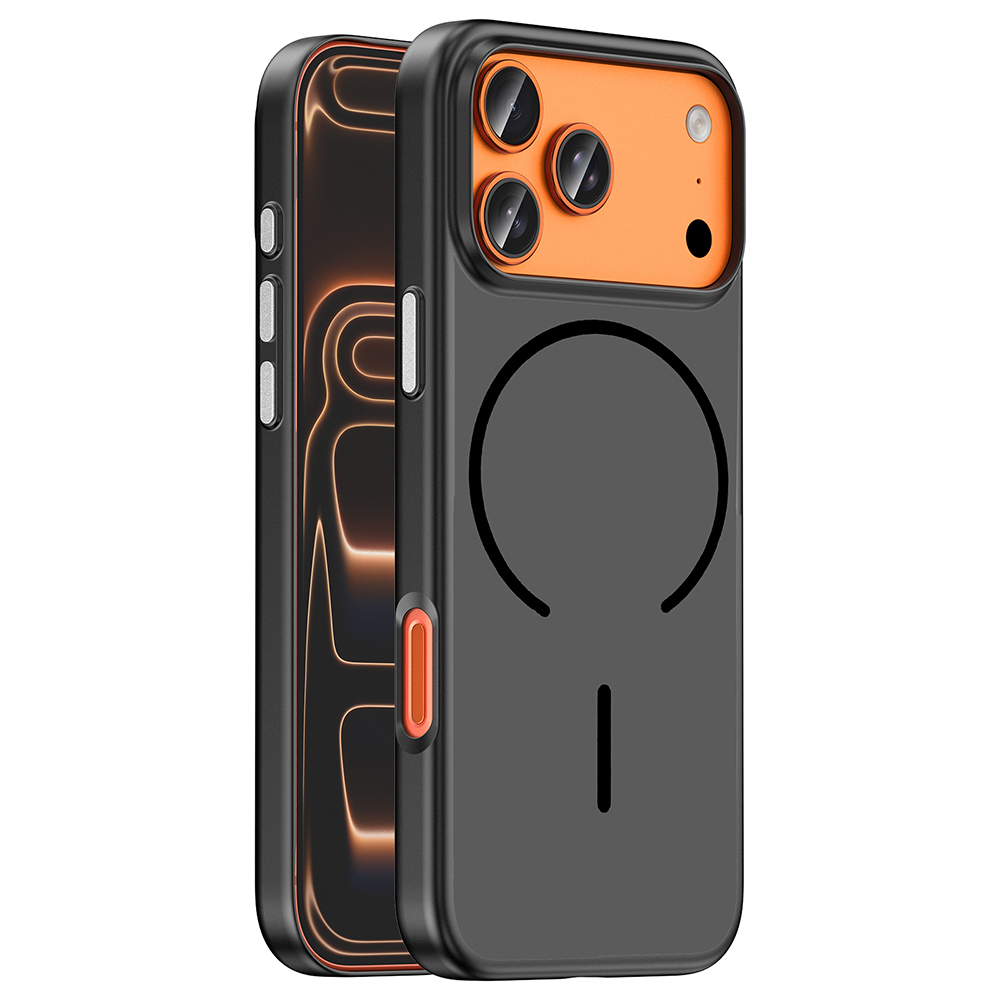 [RNZ-TA134923] Apple iPhone 17 Pro Uyumlu Kılıf M-Safe Şarj Özellikli Zore Lora PC Kapak (Siyah)
