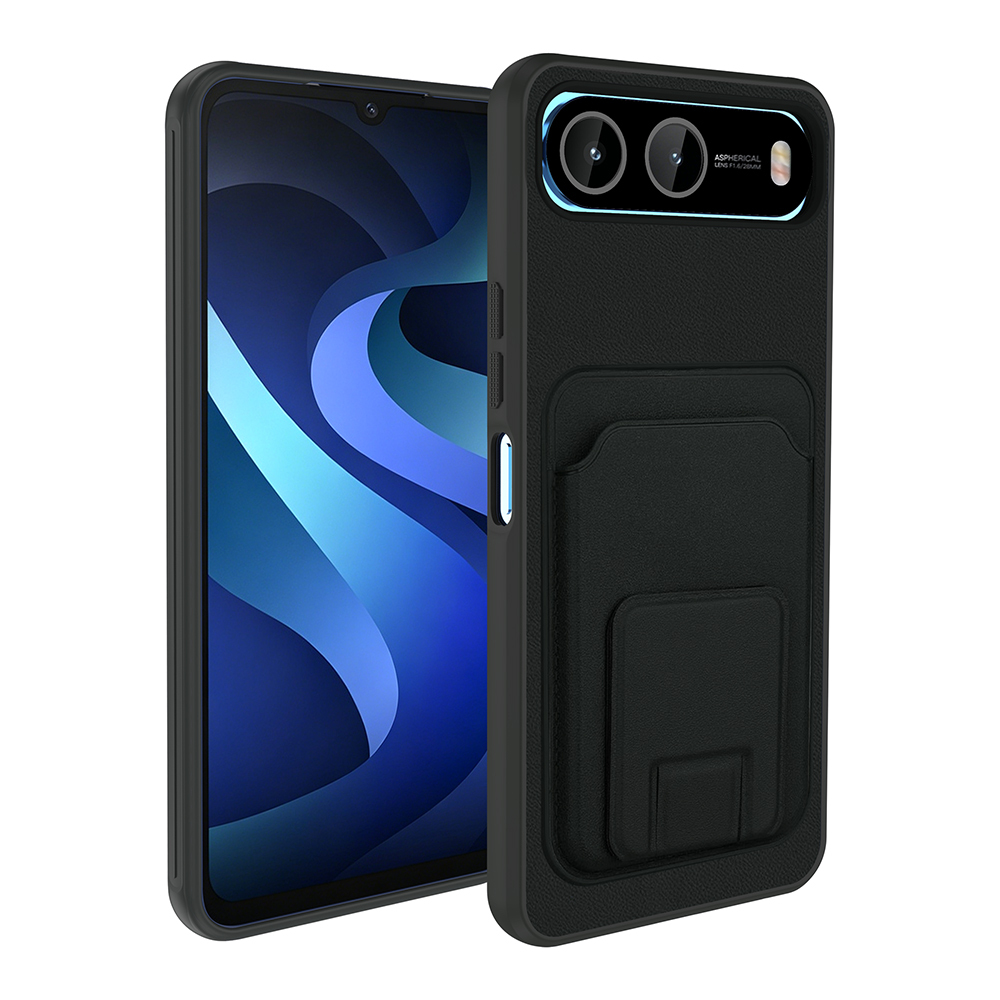 [RNZ-TA136348] İnfinix Hot 60 Uyumlui 5G Kılıf Kartlıklı TPU Zore Bikart Kapak (Siyah)