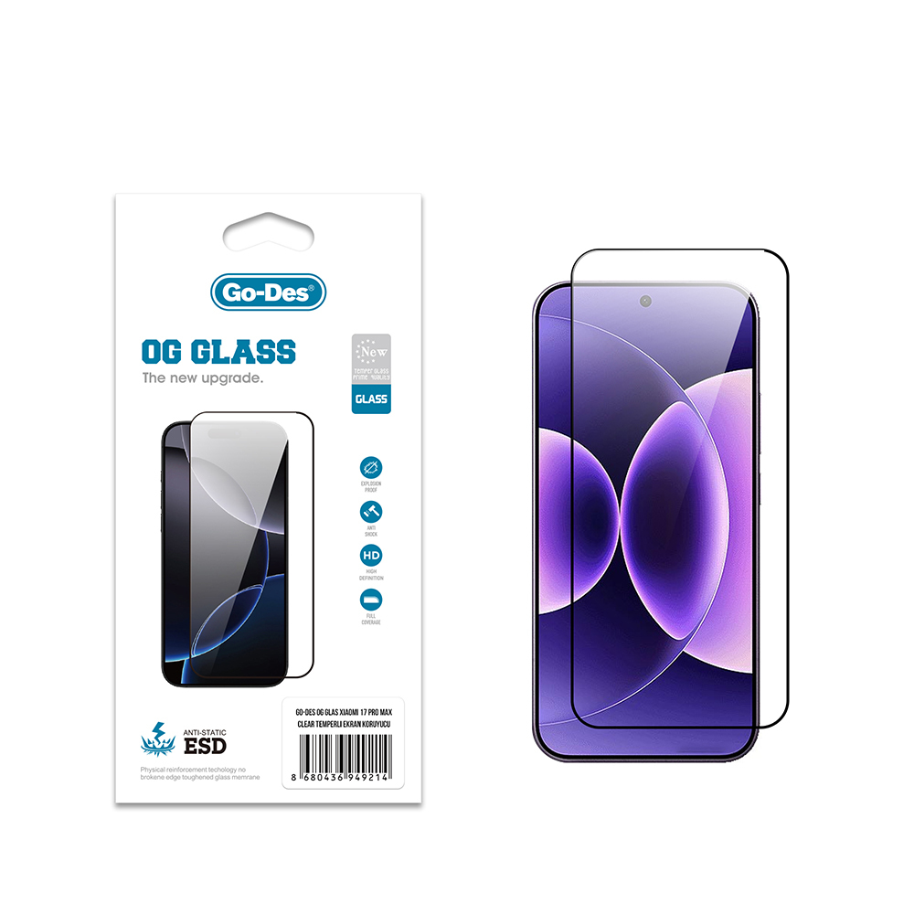 [RNZ-TA136352] Xiaomi 17 Pro Max Uyumlu Go Des OG Glass Antistatik Temperli Cam Ekran Koruyucu