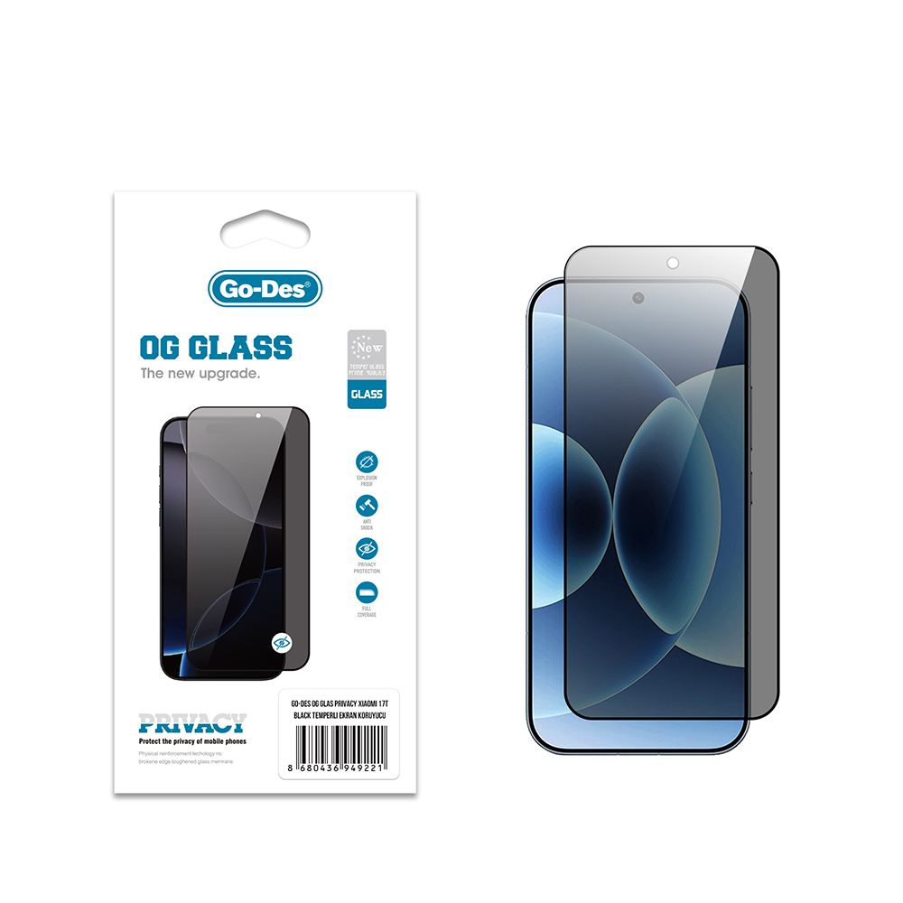 [RNZ-TA136356] Xiaomi 17 UyumluT Go Des OG Glass Privacy Antistatik Temperli Cam Ekran Koruyucu