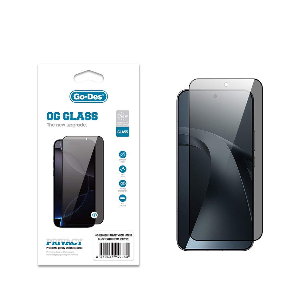 [RNZ-TA136357] Xiaomi 17 UyumluT Pro Go Des OG Glass Privacy Antistatik Temperli Cam Ekran Koruyucu