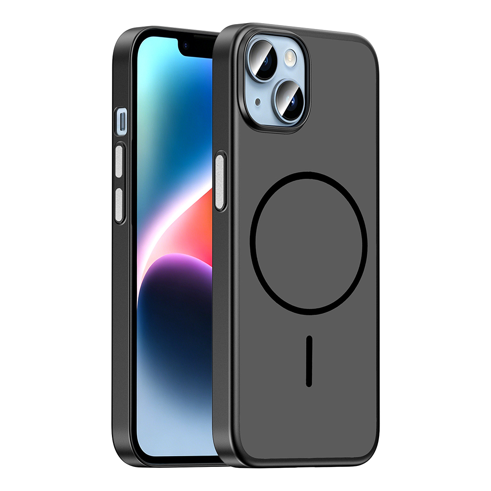 [RNZ-TA136301] Apple iPhone 13 Uyumlu Kılıf M-Safe Şarj Özellikli Zore Lora PC Kapak (Siyah)