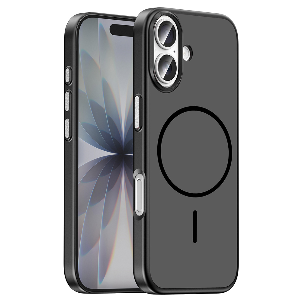 [RNZ-TA136317] Apple iPhone 16 Uyumlu Kılıf M-Safe Şarj Özellikli Zore Lora PC Kapak (Siyah)