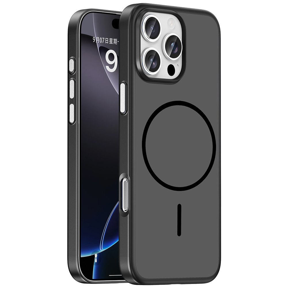[RNZ-TA136322] Apple iPhone 16 Pro Uyumlu Kılıf M-Safe Şarj Özellikli Zore Lora PC Kapak (Siyah)