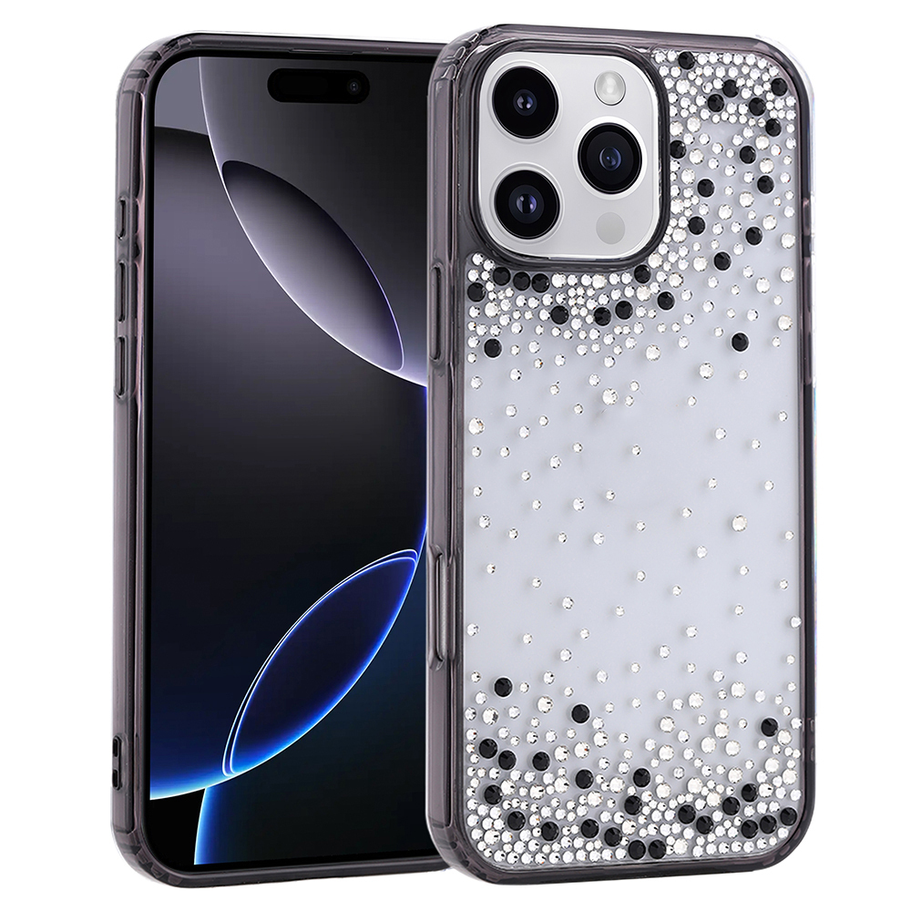 Apple iPhone 16 Pro Max Uyumlu Kılıf Airbag Tasarımlı Damla Taşlı Şeffaf Zore Pera Silikon Kapak