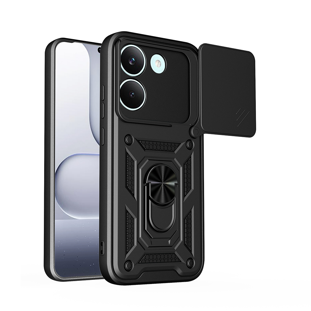 Xiaomi Poco X8 Pro Uyumlu Kılıf Magnetik Standlı Kamera Korumalı Zore Sürgülü Vega Kapak