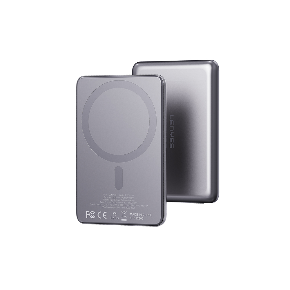 [RNZ-TA132190] Lenyes PW0015D Ultra İnce LED Göstergeli Wireless Powerbank 15W 5000mAh