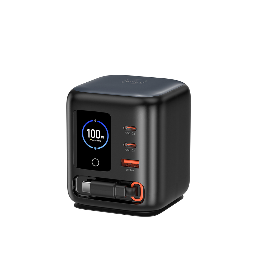 [RNZ-TA132196] Wiwu Wi-G039 GaN Teknolojili Type-C Kablolu 4 Portlu Masaüstü Şarj İstasyonu 100W