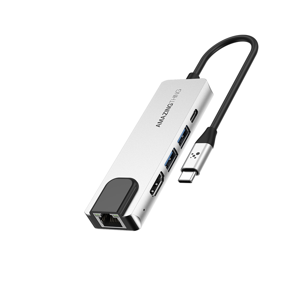[RNZ-TA136677] Amazingthing Thunder Pro RJ45 Type-c to HDTV 5 in 1 4K 60Hz Ethernet Dönüştürücü Adaptör