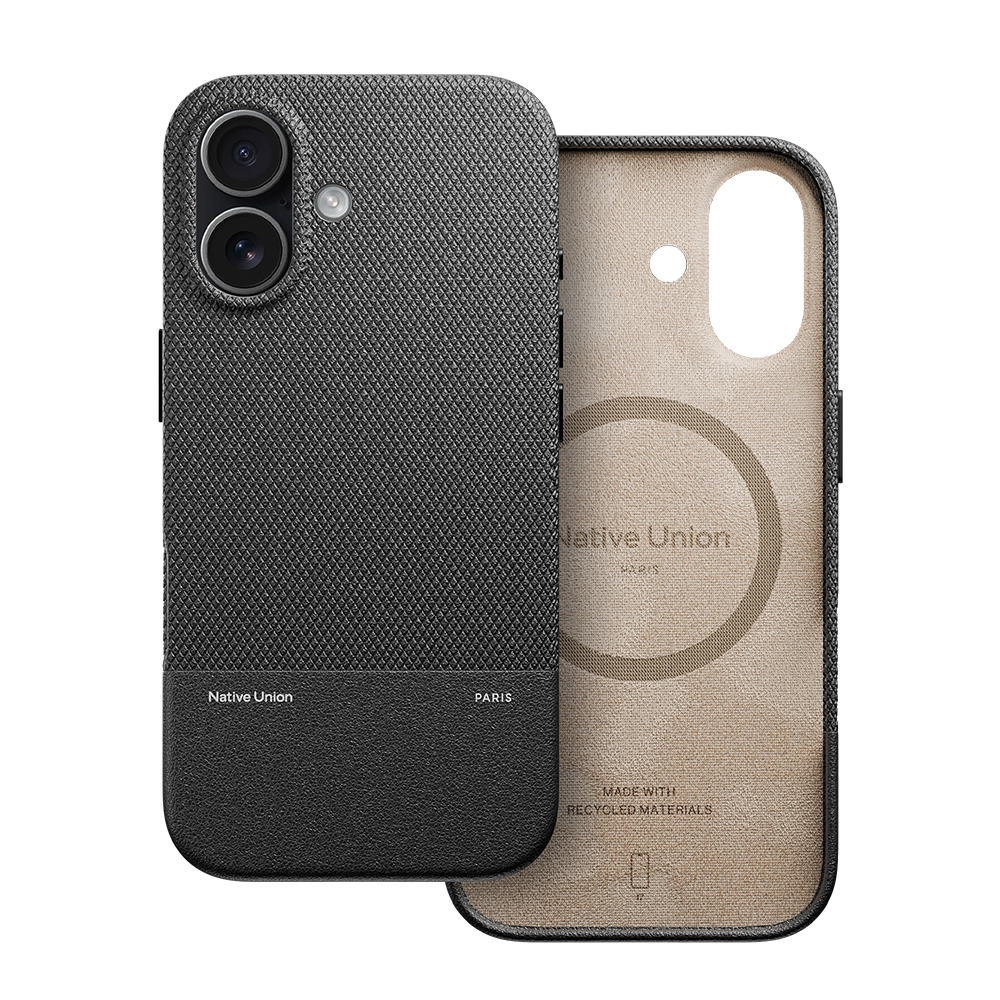 [RNZ-TA136683] Apple iPhone 17 Uyumlu Kılıf M-safe Şarj Özellikli Deri Dokulu Native Union RE Classic Serisi Kapak (Siyah)