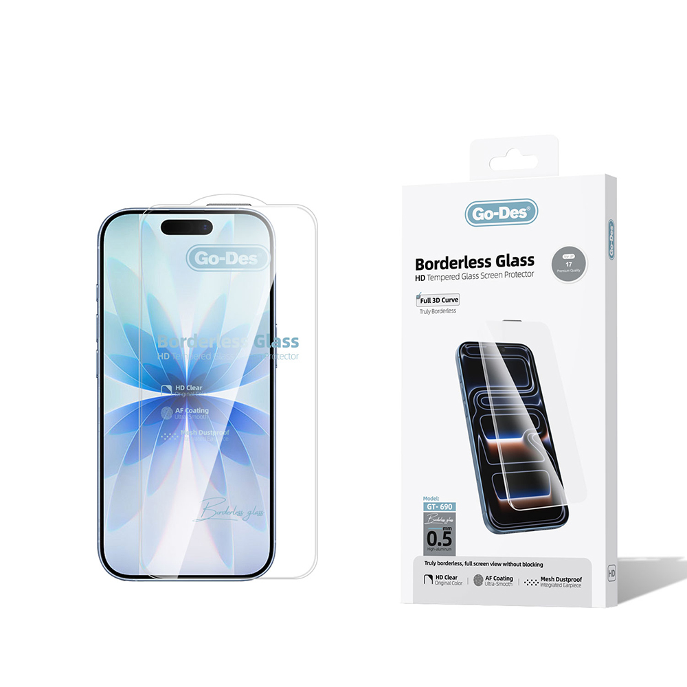 Apple iPhone 17 Uyumlu Go Des Borderless Temperli Cam Ekran Koruyucu