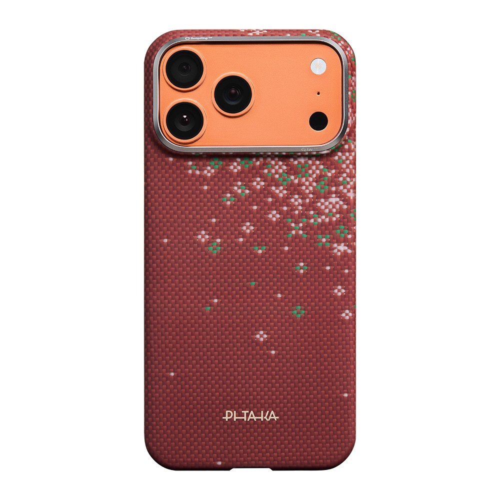 Apple iPhone 17 Pro Uyumlu Kılıf M-safe Şarj Özellikli Aramid Fiber Pitaka Sakura Hours Serisi Kapak