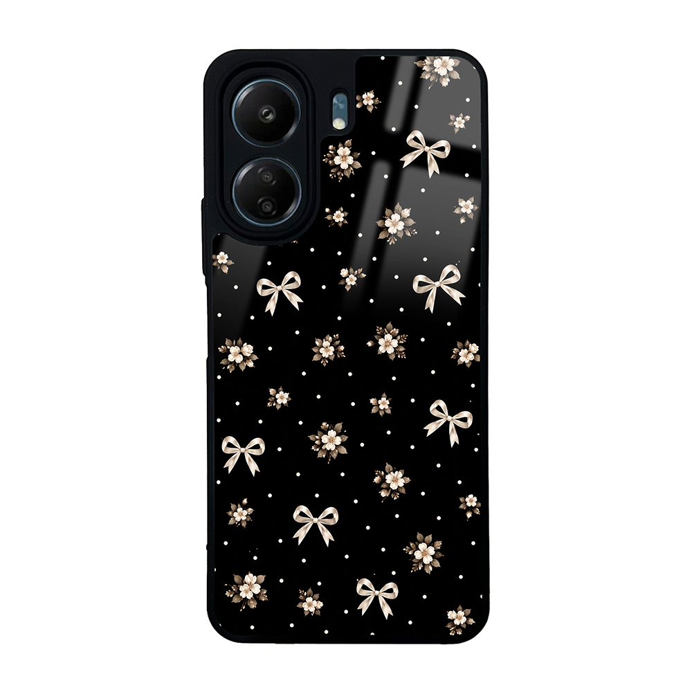 [RNZ-TA137232] Xiaomi Poco C65 Uyumlu Kılıf Kamera Korumalı Desenli Zore Lusi Kapak (Gold Fiyonk)